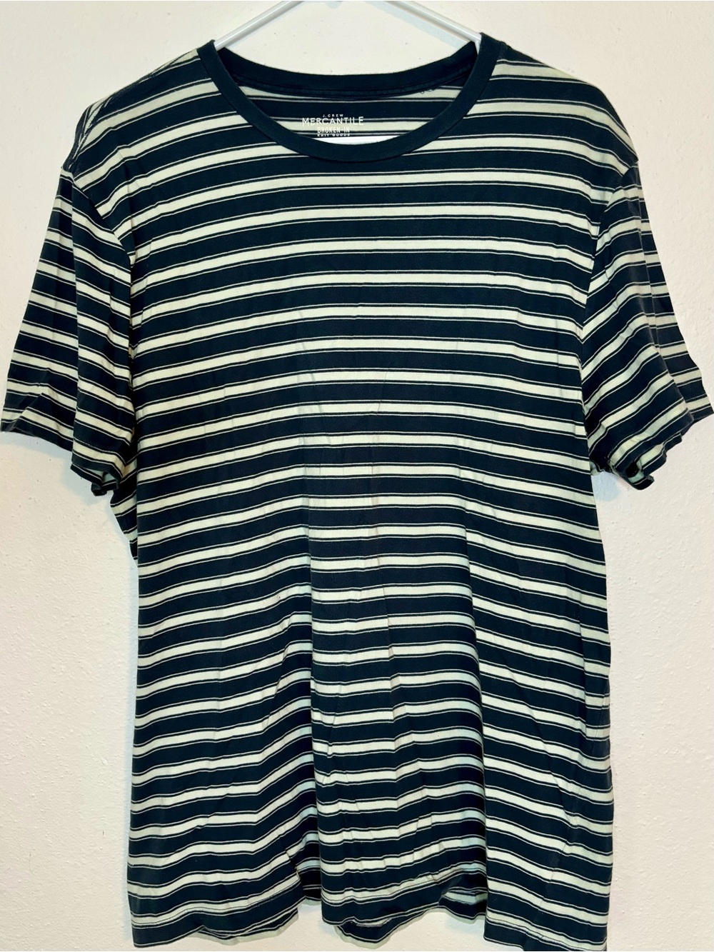 J. Crew Navy Blue and White Striped Short Sleeve Tee